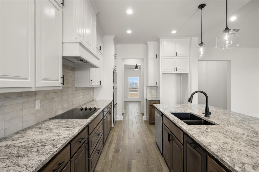 4867 Prairie Sky Lane DISH, TX 76247 - Photo 12 of 27 a kitchen with granite countertop a sink a counter space stainless steel appliances and cabinets