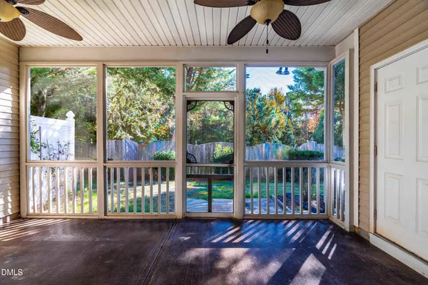 a view of a wooden deck