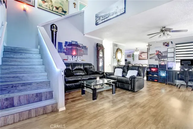 a living room with furniture