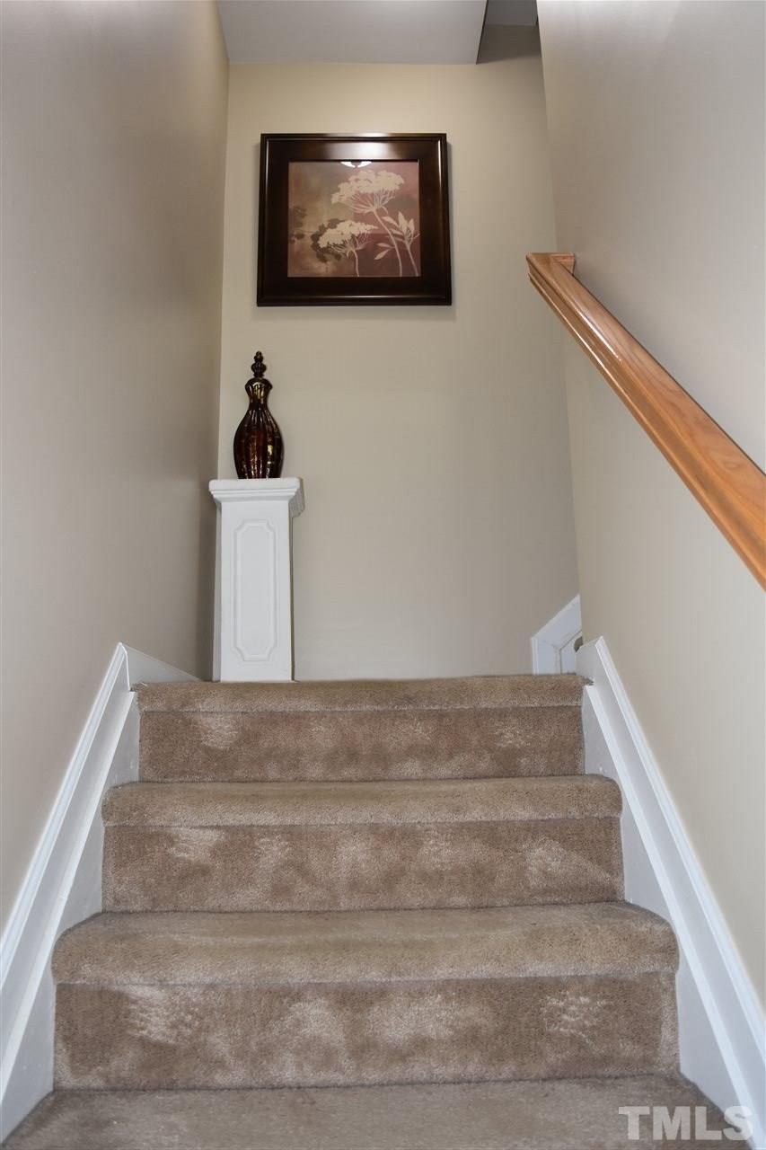 351 Gilman Lane, Unit 102 Raleigh, NC 27610 - Photo 7 of 18 Plush carpet leading you up to the second floor. Let's go up and discover more!