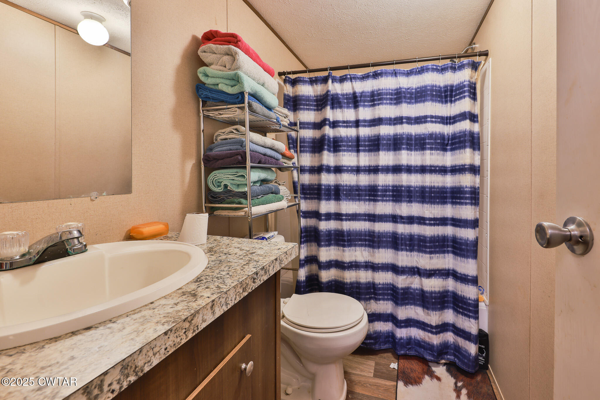 4532 Old State Rte 22 Gleason, TN 38229 - Photo 18 of 34 a bathroom with a granite countertop sink a toilet and shower