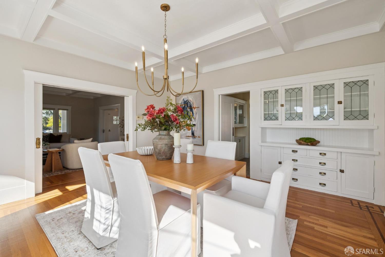 1968 Marin Avenue Berkeley, CA 94707 - Photo 16 of 75 a dining room with furniture a chandelier and wooden floor