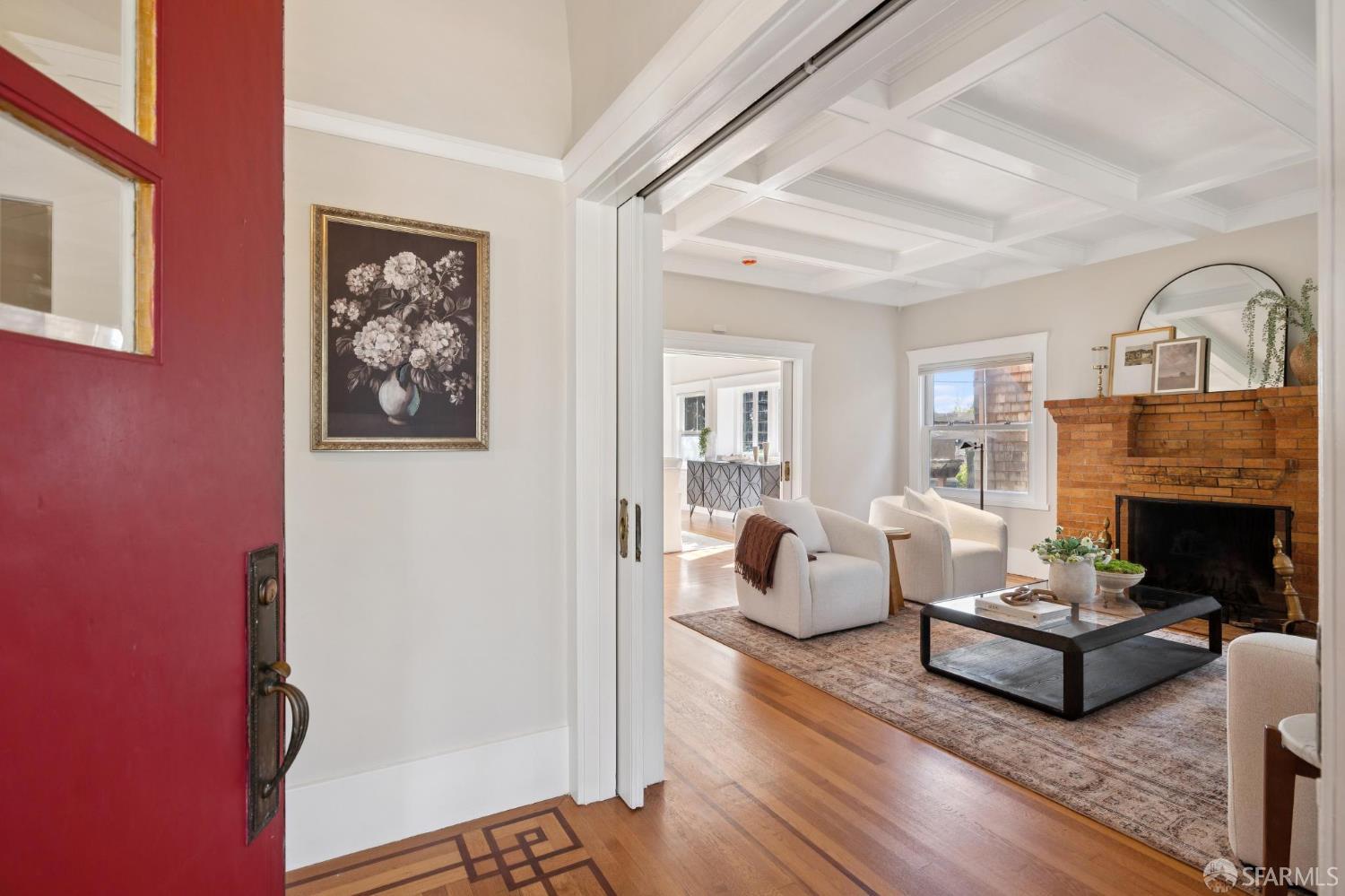 1968 Marin Avenue Berkeley, CA 94707 - Photo 9 of 75 a living room with furniture and a fireplace