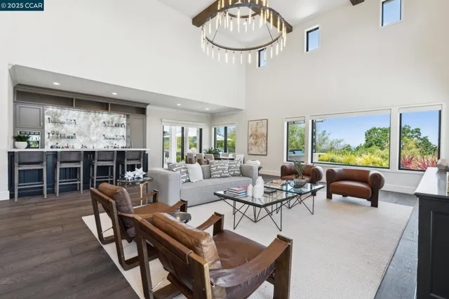 a spacious bathroom with a double vanity sink and a mirror