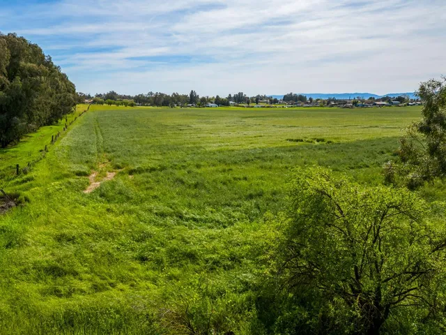 a view of a lake with houses in the back