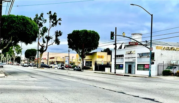 front view of a building with a street