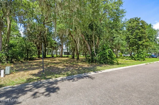 an aerial view of a house with a yard and lake view