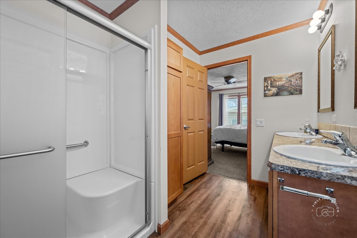1116 Lakeview Road Elgin, IL 60123 - Photo 14 of 17 a bathroom with a granite countertop sink toilet and shower