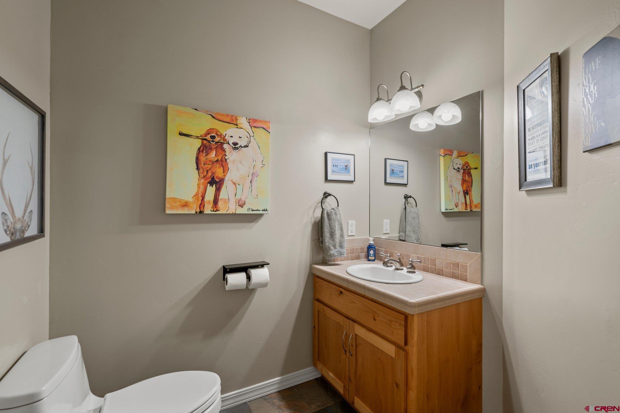 6072 County Road 240 Durango, CO 81301 - Photo 14 of 35 a bathroom with a sink vanity mirror and toilet