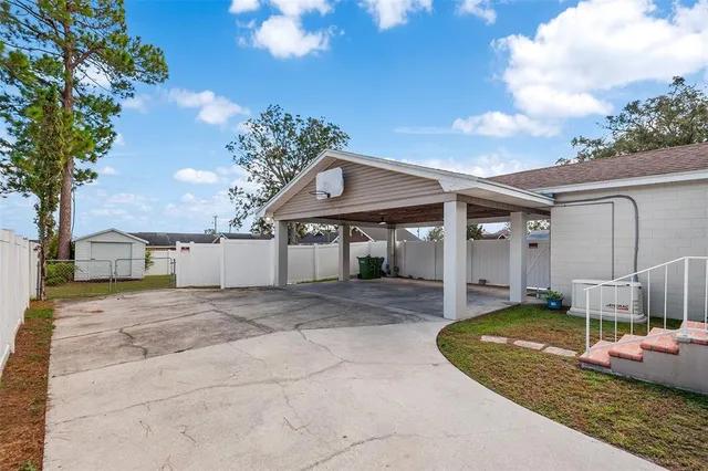 a view of an outdoor space and a swimming pool