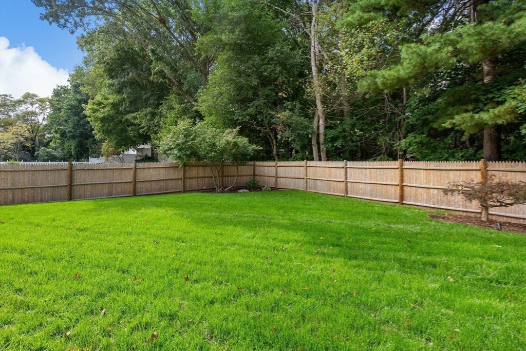 181 Wiswall Road Newton, MA 02459 - Photo 31 of 35 a view of a yard with grass and wooden fence