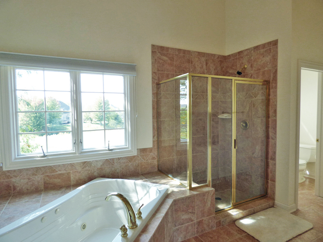 S130 Forbes Drive Geneva, IL 60134 - Photo 25 of 45 a bathroom with a granite countertop tub sink and shower