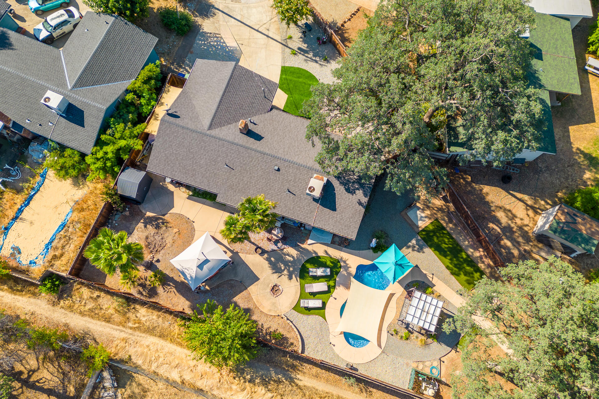 2766 Robert Court Redding, CA 96002 - Photo 27 of 28 an aerial view of a house with a yard and outdoor seating