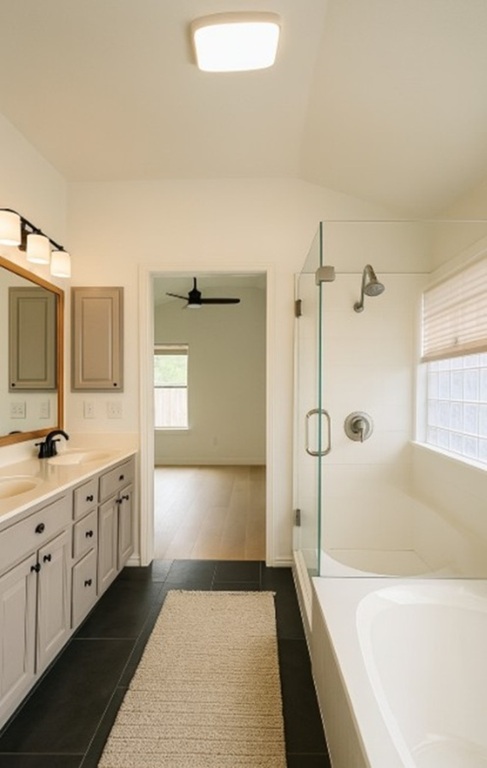 4821 Chesney Ridge Drive Austin, TX 78749 - Photo 9 of 15 a bathroom with a tub sink and mirror