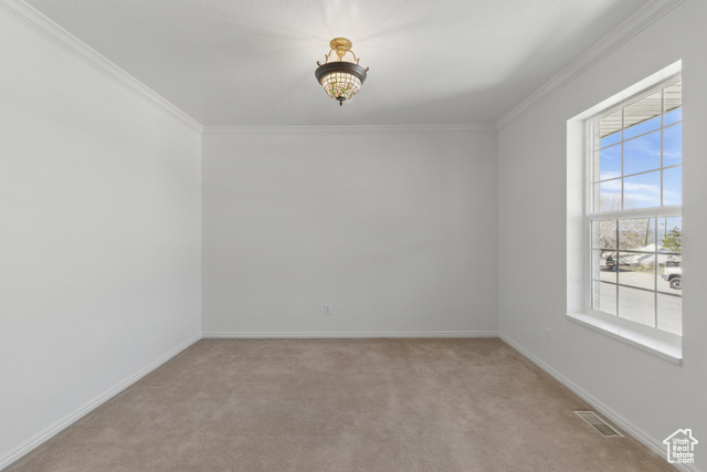 151 South Haulage Road Eureka, UT 84628 - Photo 6 of 36 Empty room featuring light colored carpet and crown molding