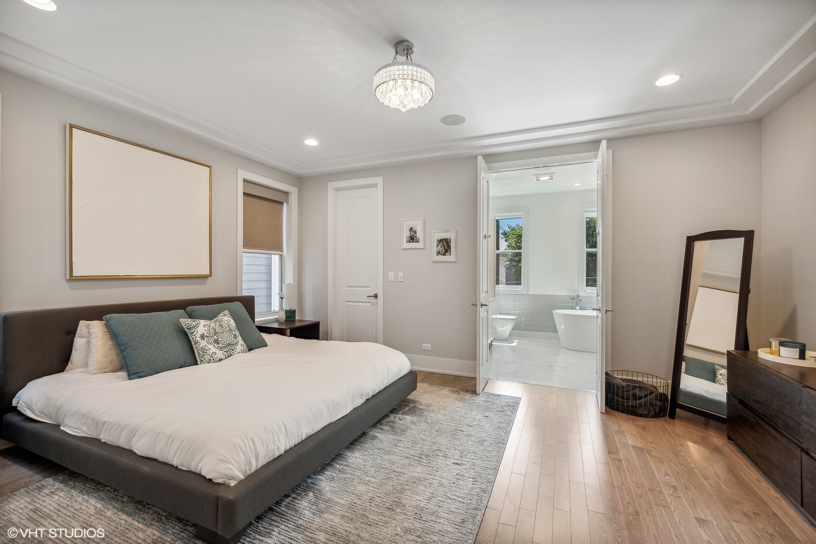 2062 North Bingham Street Chicago, IL 60647 - Photo 11 of 34 a bedroom with a bed and a view of bathroom