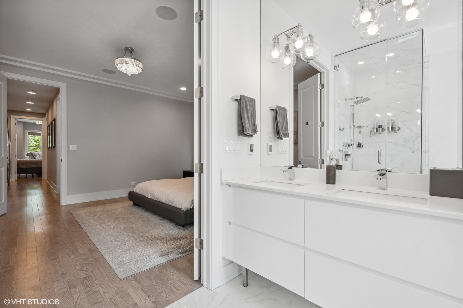 2062 North Bingham Street Chicago, IL 60647 - Photo 12 of 34 a bathroom with a sink and a mirror