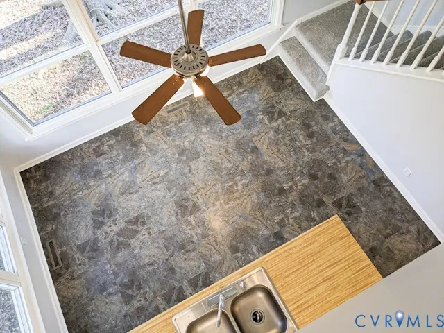 a view of wooden staircase