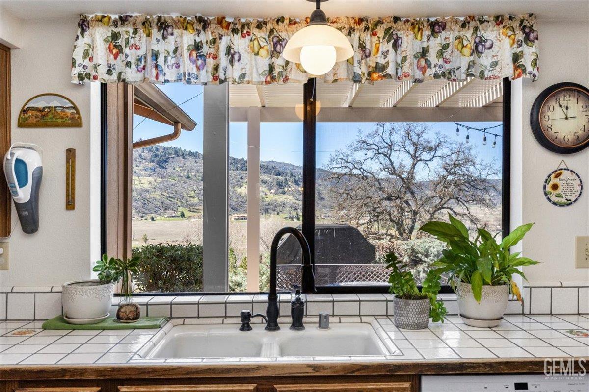 Undisclosed Address Tehachapi, CA 93561 - Photo 22 of 75 a kitchen with a potted plant on the counter and a window