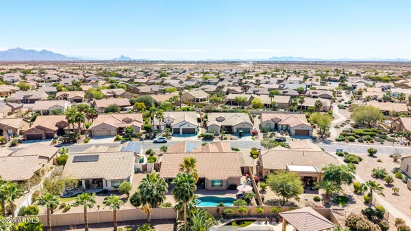 a view of a park with swings