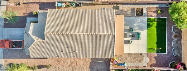 an aerial view of a house