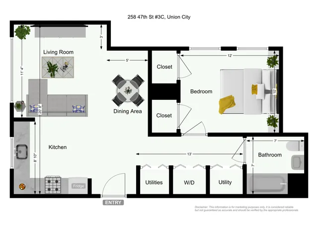 a picture of a room with a white wall and a painting