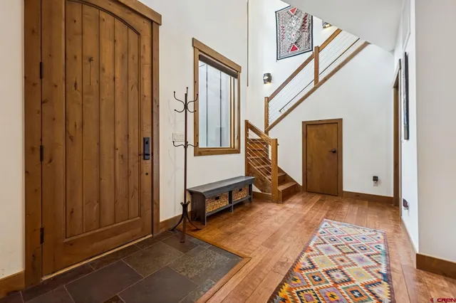 a view of an entryway with staircase