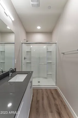 an empty room with closet