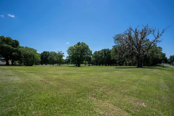 a view of field with trees in the background