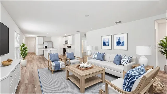 a living room with furniture