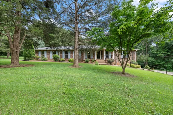 a view of a house with a backyard and a tree