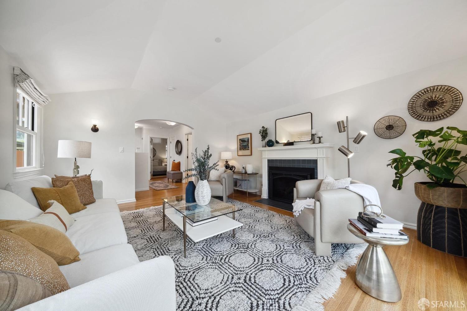 508 Talbot Avenue Albany, CA 94706 - Photo 8 of 66 a living room with furniture and a fireplace