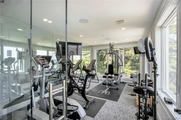 a view of a room with gym equipment