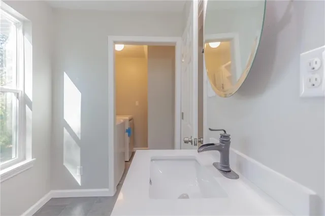 a view of a room that has a window in it