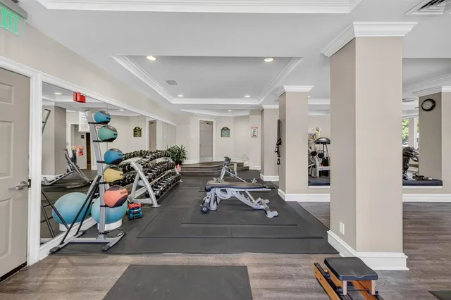 a view of a room with gym equipment