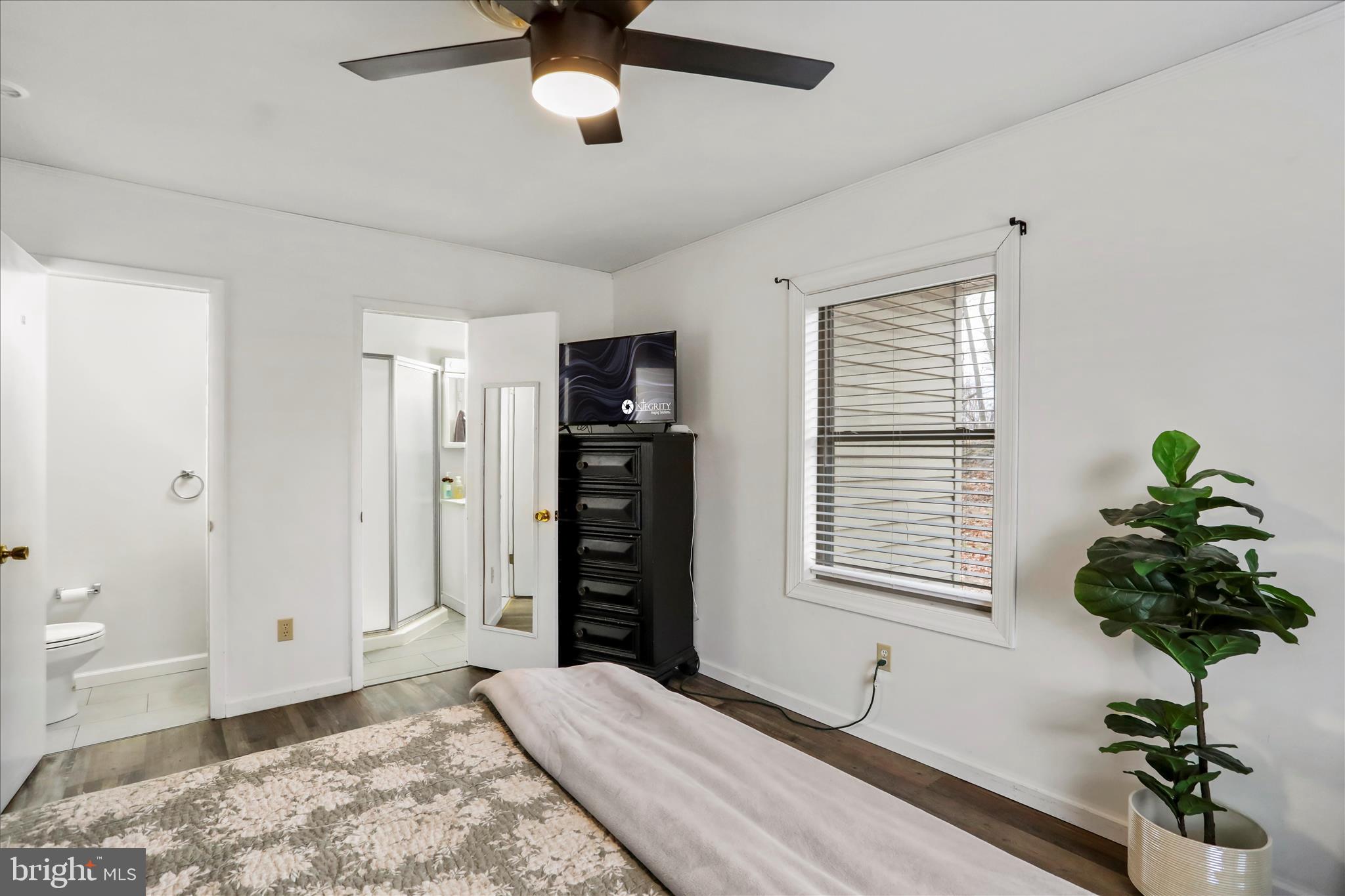 7879 Talhelm Road Chambersburg, PA 17202 - Photo 14 of 43 a view of a livingroom with a potted plant a ceiling fan and a window