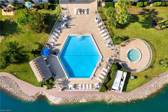 an aerial view of a house having outdoor space