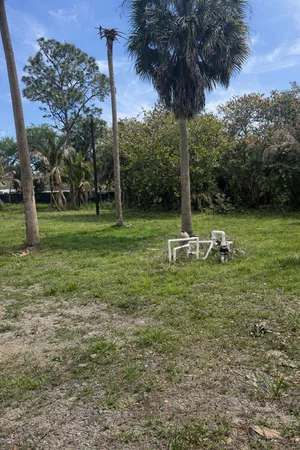 a backyard of a house with lots of green space