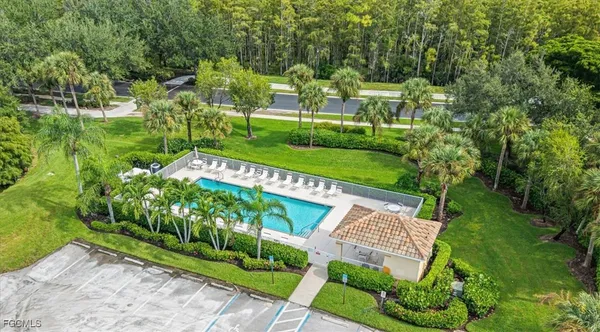 a view of an outdoor space and swimming pool