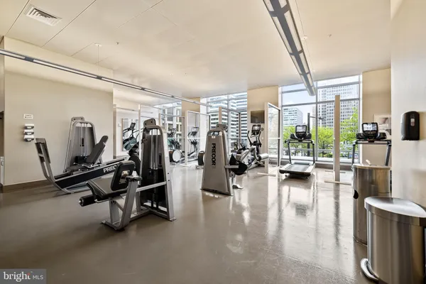 a view of a room with gym equipment