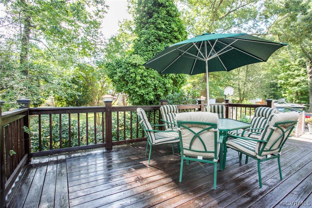 6305 Barrister Road Chesterfield, VA 23832 - Photo 24 of 31 a view of balcony with wooden floor and umbrella