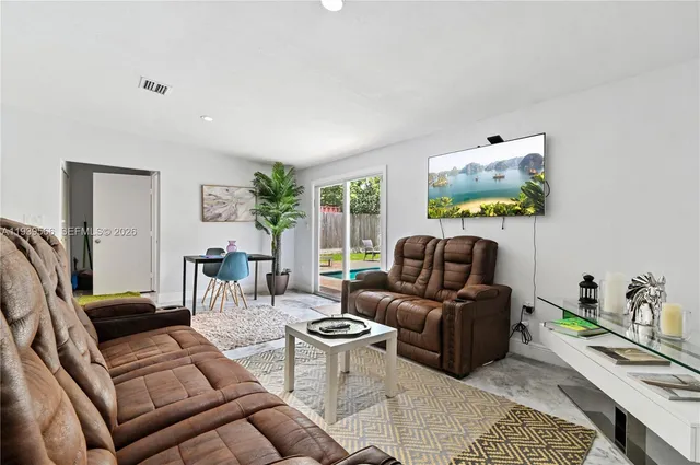 a living room with furniture