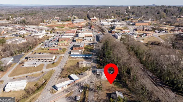 an aerial view of multiple house