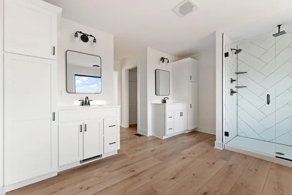 an empty room with windows