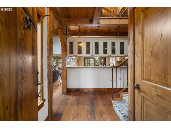 a living room with a large window