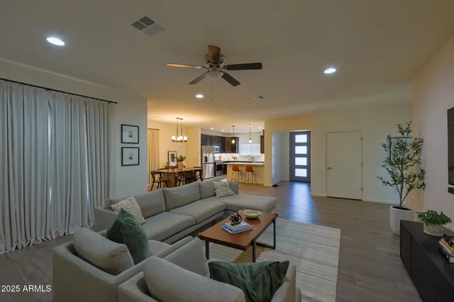 a living room with furniture