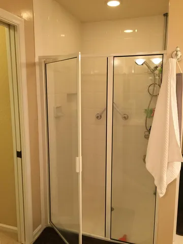 a bathroom with a shower