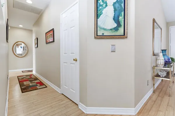 a view of a hallway with elevator
