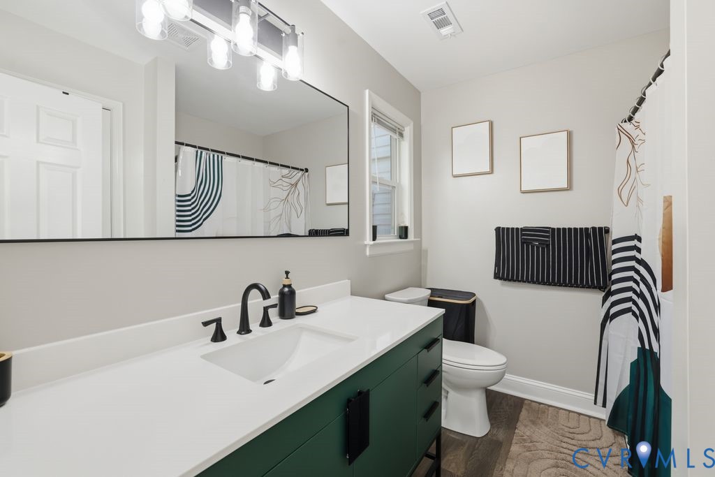 5307 St Pauls Church Road Goochland, VA 23063 - Photo 29 of 44 a bathroom with a sink mirror and toilet