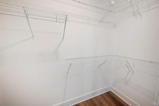 a view of a room with racks on the wall